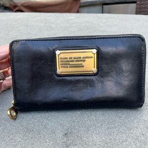 Marc by Marc Jacobs soft leather zippy motorcycle wallet, gold hardware